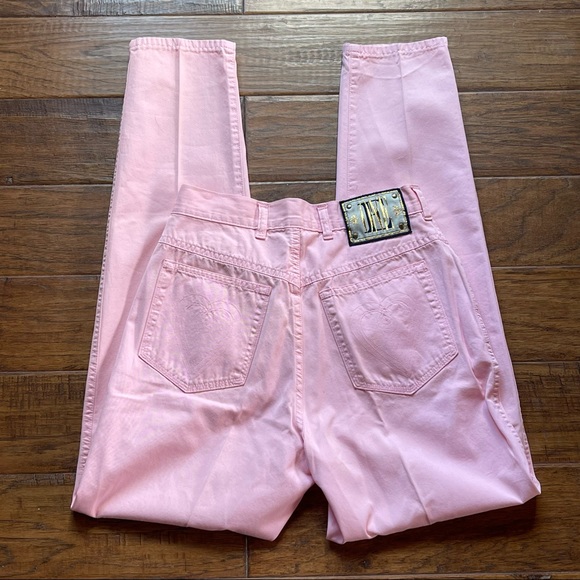 Vintage Escada Margaretha Rey light pink & gold ONE straight leg skinny jeans - Picture 14 of 16